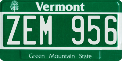 VT license plate ZEM956
