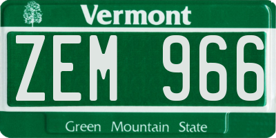 VT license plate ZEM966
