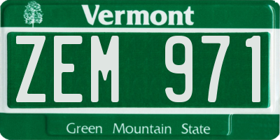 VT license plate ZEM971