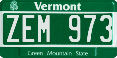 VT license plate ZEM973