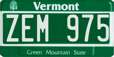 VT license plate ZEM975