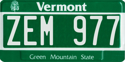 VT license plate ZEM977