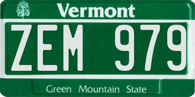 VT license plate ZEM979