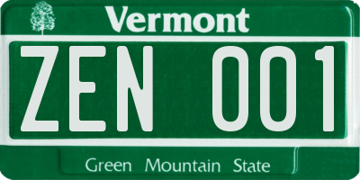 VT license plate ZEN001