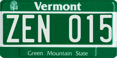 VT license plate ZEN015