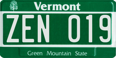 VT license plate ZEN019