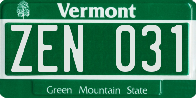 VT license plate ZEN031