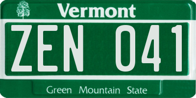 VT license plate ZEN041