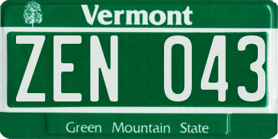VT license plate ZEN043