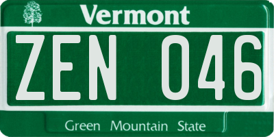 VT license plate ZEN046