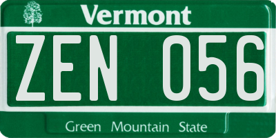 VT license plate ZEN056