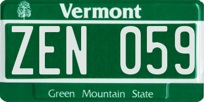 VT license plate ZEN059