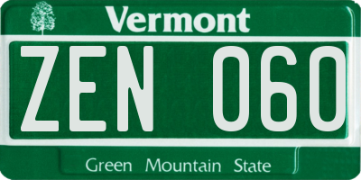 VT license plate ZEN060