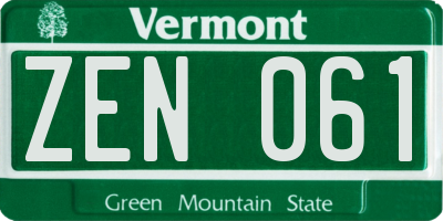 VT license plate ZEN061