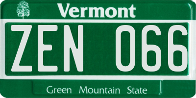 VT license plate ZEN066