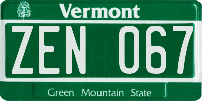 VT license plate ZEN067