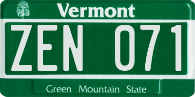 VT license plate ZEN071
