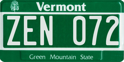 VT license plate ZEN072