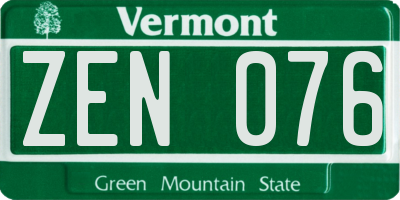 VT license plate ZEN076
