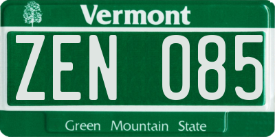 VT license plate ZEN085