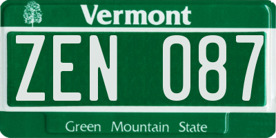 VT license plate ZEN087