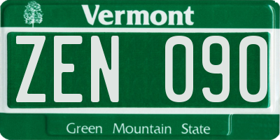 VT license plate ZEN090