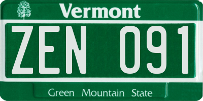 VT license plate ZEN091