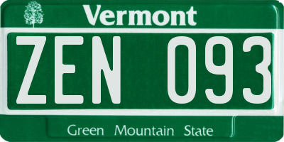 VT license plate ZEN093