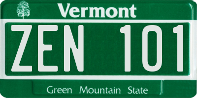 VT license plate ZEN101