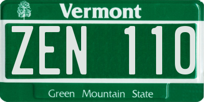 VT license plate ZEN110