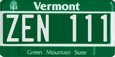 VT license plate ZEN111