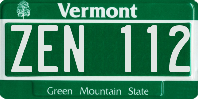 VT license plate ZEN112