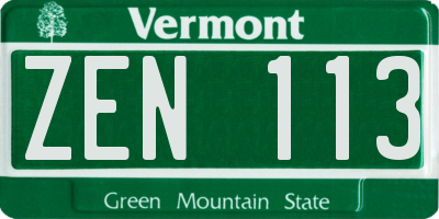 VT license plate ZEN113