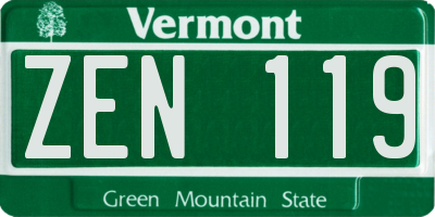 VT license plate ZEN119