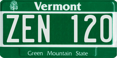 VT license plate ZEN120