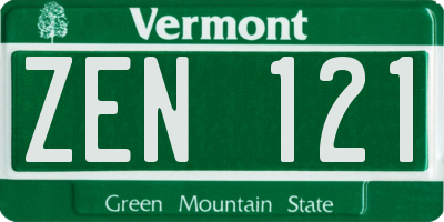 VT license plate ZEN121