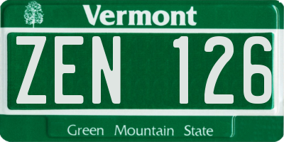 VT license plate ZEN126