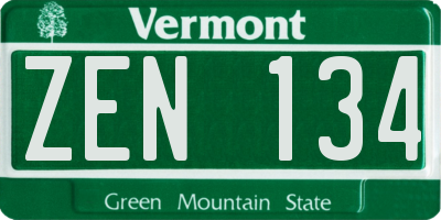 VT license plate ZEN134