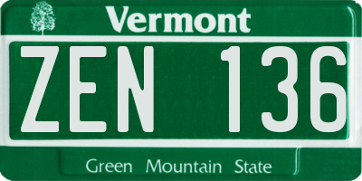 VT license plate ZEN136