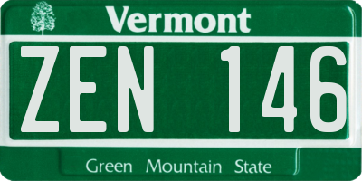 VT license plate ZEN146