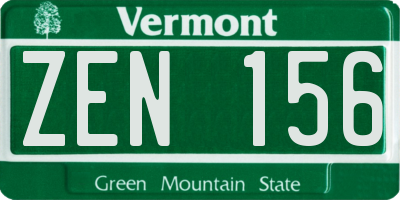 VT license plate ZEN156