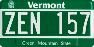 VT license plate ZEN157