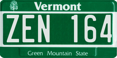 VT license plate ZEN164
