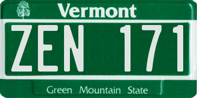 VT license plate ZEN171