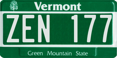 VT license plate ZEN177