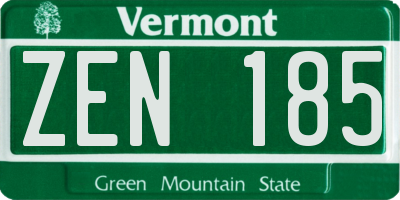 VT license plate ZEN185