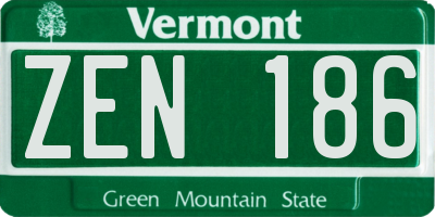 VT license plate ZEN186