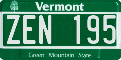 VT license plate ZEN195