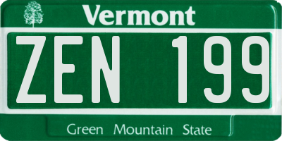 VT license plate ZEN199
