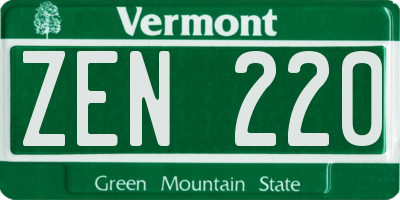 VT license plate ZEN220